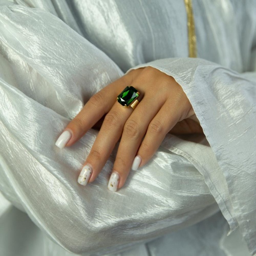 Кольцо Catherine Bijoux, Crystal diva, разъемное, с кристаллом, CB25.1-5281DG зеленый фото 2