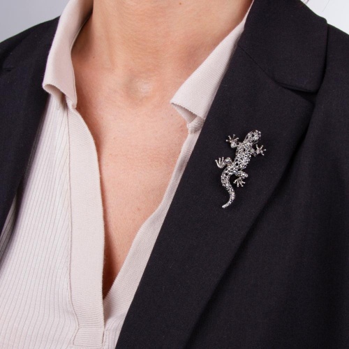 Брошь Moon Paris, Nord, ящерица, с кристаллами, MoS-21.10-001 серый фото 3