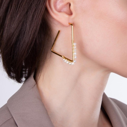 Серьги Moon Paris, с жемчугом, Mo-22.03-037 золотистый фото 3