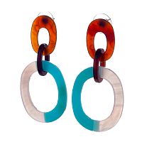 Серьги Moon Paris, Lorian, с акриловыми подвесками овальной формы, ML-23.03-022 бирюзовый