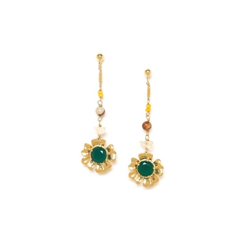 Серьги Franck Herval, Mathilde, с костью, яшмой, цитрином и агатом, FH24.1-12-68486 зеленый