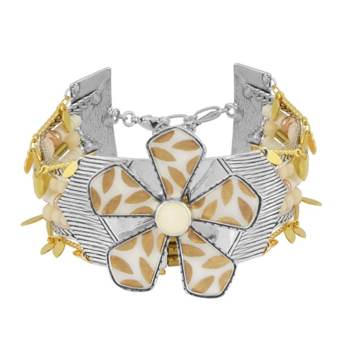 Браслет TARATATA, Lovely, со смолой, бусинами и золотистый краской, TT-E24-04307-101 белый фото 6