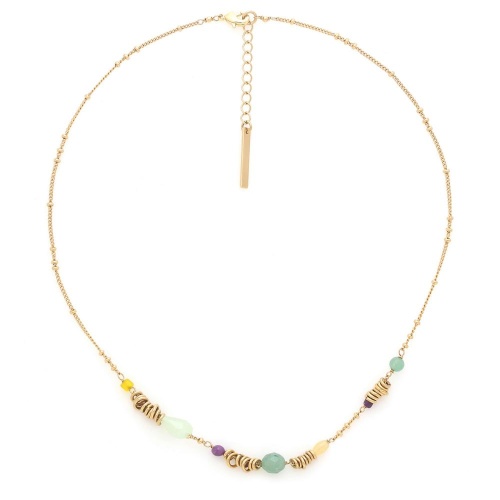 Колье Franck Herval, Celinda, авантюрин, арагонит, нефрит, бусины, FH25.2-15-64420 зеленый