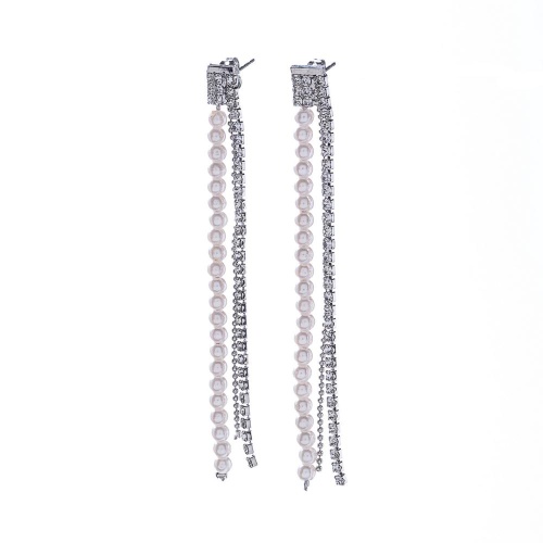 Серьги Moon Paris, Bohemia, асимметричные,кристаллы,акриловые бусины, MB-22.12-006 серебристый