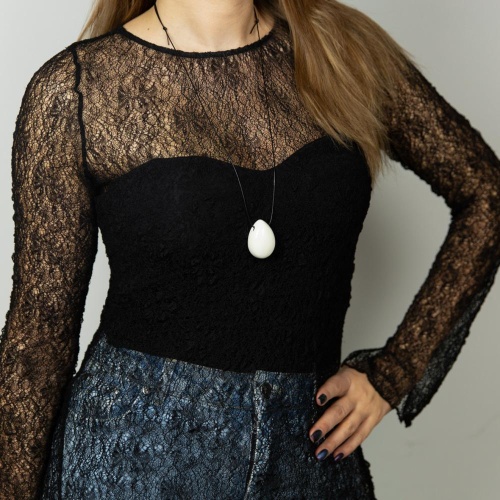 Колье Moon Paris, Ringo, с подвеской-каплей, цветная эмаль, MR-26.01-059 белый фото 2