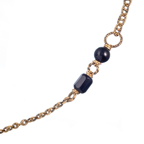 Колье Alcozer&J, с ониксом и агатом, AL-C58BW24-R черный фото 2