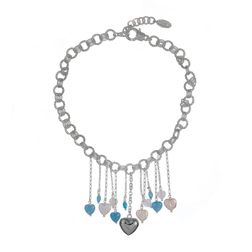 Колье Lanzerotti, Marino, с агатом, жемчугом и кошачьим глазом, LZ-25.06-182 голубой