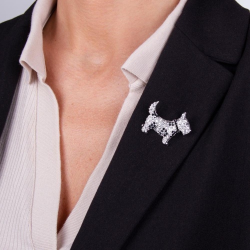 Брошь Moon Paris, Nord, шотландский терьер, с кристаллами, MoS-22.03-031 серебристый фото 3