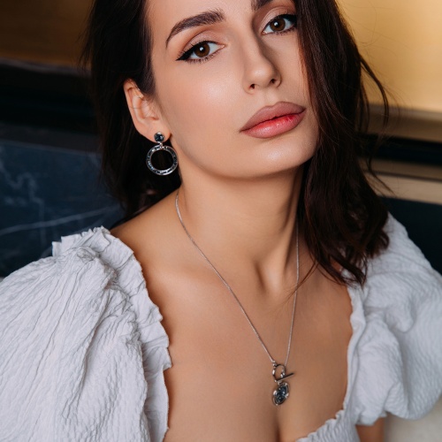 Серьги Fiore Luna Jet Nut, A2002SW-E108.4 BW/S фото 3