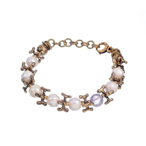 Браслет Alcozer&J, с жемчугом и аметистом, AL2502-B138BL24 белый