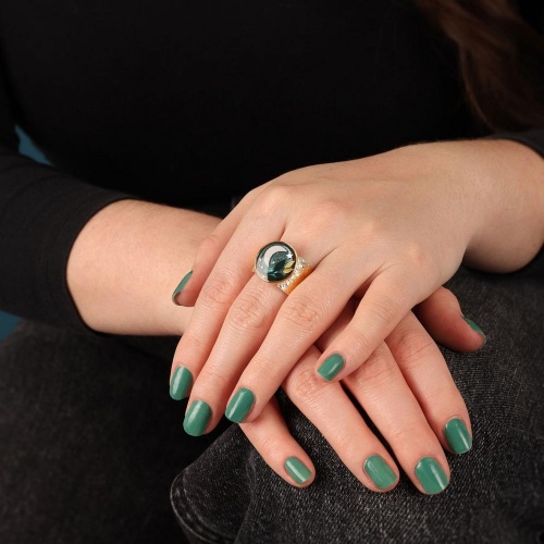 Кольцо TARATATA, Clair de lune, разъемное, смола, краска,слюдяная пудра, TT-H24-04406-207 зеленый фото 4