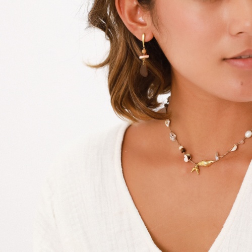 Серьги Franck Herval, Joanna, с яшмой и ракушкой, FH23.1-12-67989 коричневый фото 5