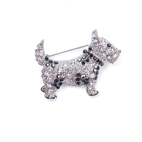 Брошь Moon Paris, Nord, шотландский терьер, с кристаллами, MoS-22.03-031 серебристый