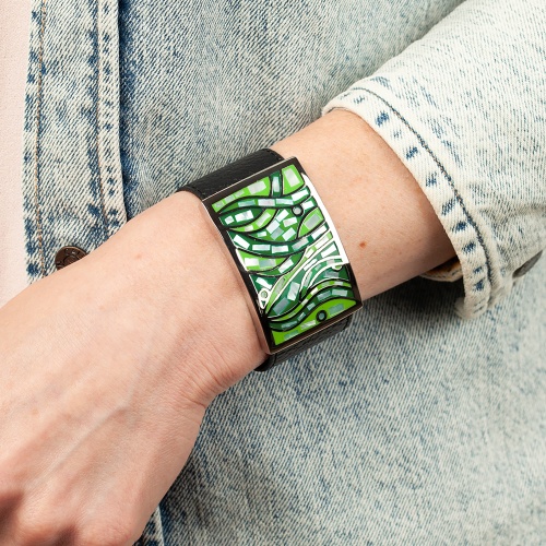 Браслет Fiore Luna на кожаном черном ремешке, CB00230-14 G/S фото 4