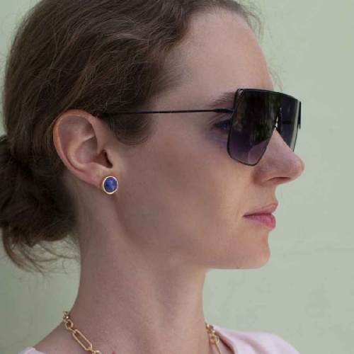 Пусеты Fiore Luna NATURAL LAPIS, LE1106 BL/G фото 2