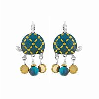 Серьги TARATATA, Galapagos, золотая краска, бусины гематита, нефрита, TT-E25-10796-107 зеленый
