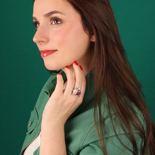 Кольцо TARATATA, Chapardeuse, разъемное, со смолой, бусинами и нитью, TT-H24-07415-105 розовый фото 3