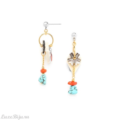 Серьги Nature Bijoux, Formentera, перламутр,говлит,тибетская бирюза,кость, NB22.1-12-77272 бирюзовый фото 2