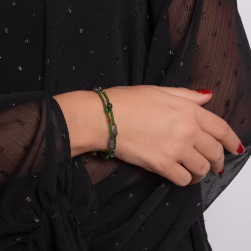 Браслет Lanzerotti, Verde, двойной, жад, лабрадорит, пирит, гематит, LZ-24.12-567 зеленый фото 2