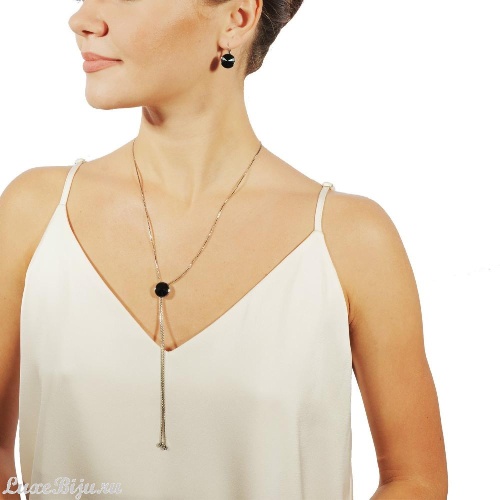 Серьги Fiore Luna Jet A1903.4 BW/S фото 2