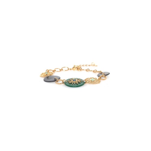 Браслет Franck Herval, Giselle, палаванский перламутр, смола, Swarovski, FH26.2-13-73452 зеленый