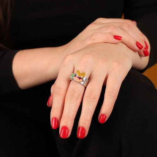 Кольцо TARATATA, Dans les nuages, разъемное, с цветной смолой, TT-H24-03404-10Y желтый фото 3