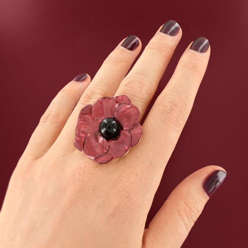 Кольцо TARATATA, Carmen, разъемное, смола, слюдяной порошок, агат, TT-W25-04406-203 красный фото 3
