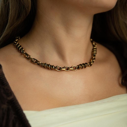 Колье Thot Gioielli, со звеньями разных форм, TG25.1-CLV05 золотистый фото 5