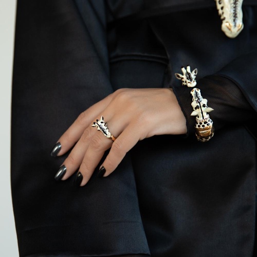 Браслет Polina Firenze, кафф, жираф с кристаллами и эмалью, PF25.2-BR2451 бежевый фото 6