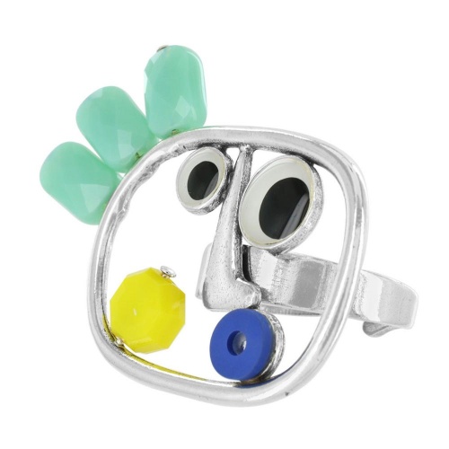 Кольцо TARATATA, Bidule, разъемное,со смолой и бусинами, TT-W23-05412-10M серебристый