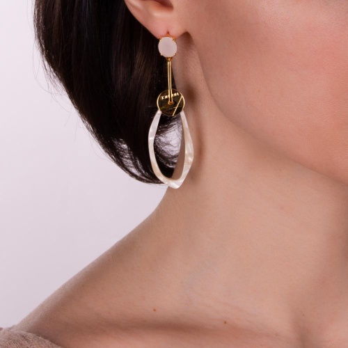 Серьги Nuance, Nuance, с кварцем и акриловой подвеской, NFN-23.03-038 золотистый фото 2