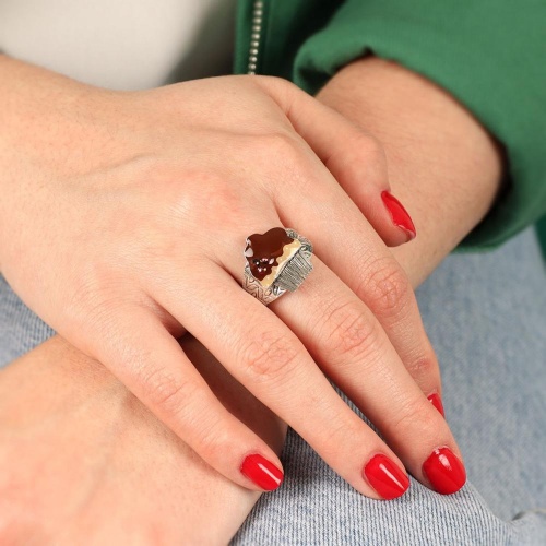 Кольцо TARATATA, Chapardeuse, разъемное, с цветной смолой и бусинами, TT-H24-07413-108 коричневый фото 3