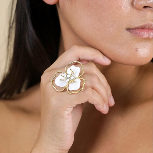 Кольцо Franck Herval, Lisette, с перламутром и кристаллами Swarovski, FH25.2-19-63712 белый фото 5