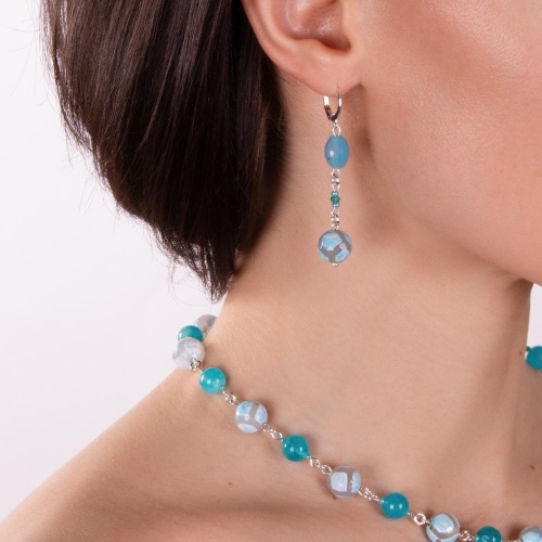 Серьги Lanzerotti, Atlantide, с агатом и кристаллом, LZ-23.03-105 голубой фото 2