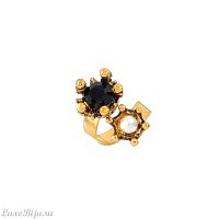 Кольцо Celeste G, незамкнутое, кристалл Swarovski, жемчуг, CS26.1-1378 черный