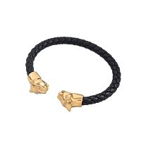 Браслет Polina Firenze, кафф кожаный, пантера с кристаллами, PF26.1-BR4330 золотистый