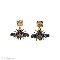 Серьги Moon Paris, подв., квадраты, моль,, Mo-1810-155 золотистый