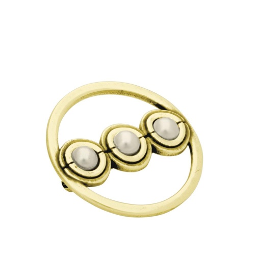Брошь Ciclon, Unique, металл, жемчуг, CN-ORO904 белый