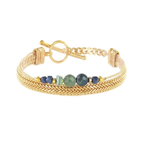 Браслет TARATATA, Zen, стеклянные бусины, гематит, яшма Камбаба, TT-W25-07313-20M золотистый