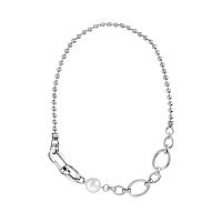 Колье Moon Paris, Ringo, со звеньями разных форм и бусиной, MR-26.01-021 серебристый