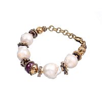 Браслет Alcozer&J, с жемчугом, рубином, Swarovski, AL2502-B228AB24 белый