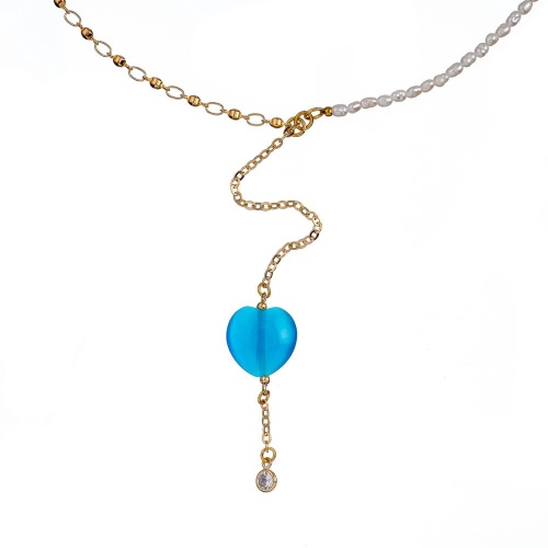 Колье Lanzerotti, Marino, с жемчугом, кошачьим глазом, кристаллом, LZ-25.06-136 голубой