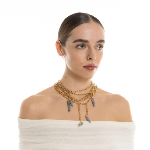 Колье Katerina Vassou, Syncopation, многослойное, с кианитом, KV26.1-405993G золотистый фото 2