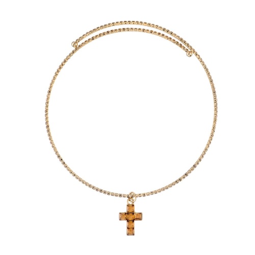 Колье Moon Paris, Ringo Queen, гривна с крестом и кристаллами, MRQ-26.01-003 золотистый фото 2