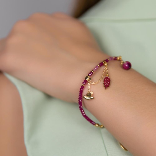 Браслет Lanzerotti, Erbario, с рубином, турмалином и бутоном розы, LZ-26.02-051 розовый фото 2