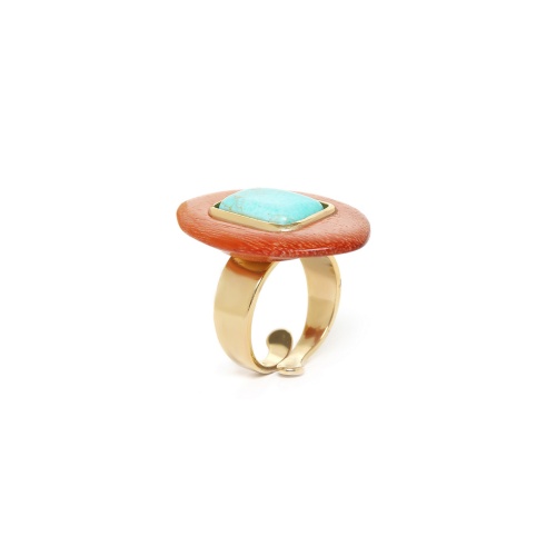 Кольцо Nature Bijoux, Boreal, разъемное, с деревом сибукао и говлитом, NB23.2-19-24940 бирюзовый фото 2