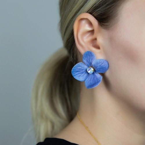 Серьги Catherine Bijoux, Primrose and crystals, с цветком и кристаллами, CB26.1-5626FG голубой фото 2
