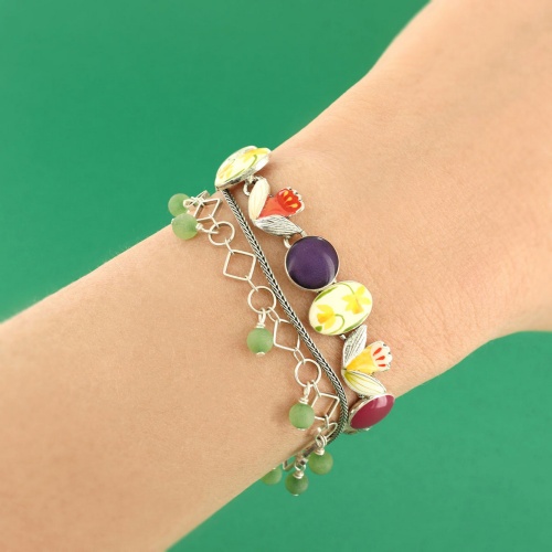 Браслет TARATATA, Jonquille, цветная смола, агат, порошок слюды, TT-W24-01301-10M серебристый фото 4