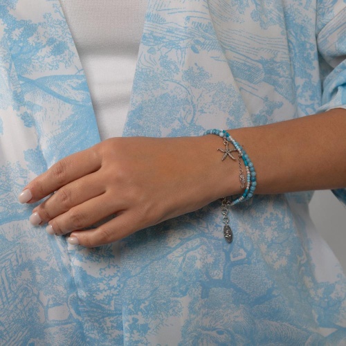 Браслет Lanzerotti, Marino, с ларимаром, магнезитом и бирюзой, LZ-25.06-192 голубой фото 3