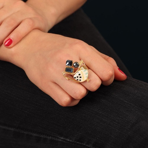 Кольцо TARATATA, Paulette, разъемное, с цветной смолой и бусинами, TT-H23-11423-20M золотистый фото 7